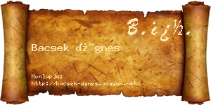 Bacsek Ágnes névjegykártya