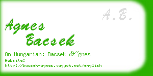 agnes bacsek business card